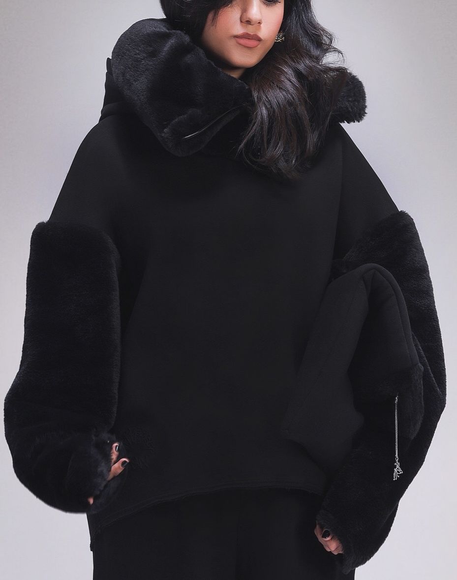 ASN Black Fur Hoodie