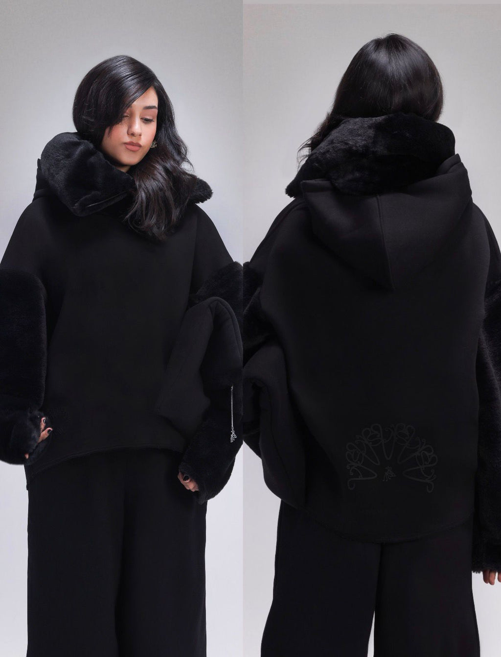 ASN Black Fur Hoodie