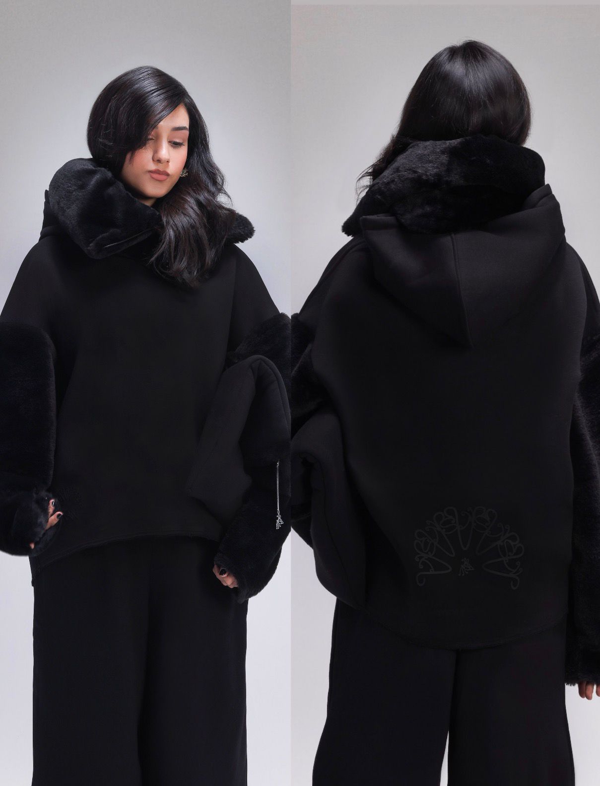 ASN Black Fur Hoodie