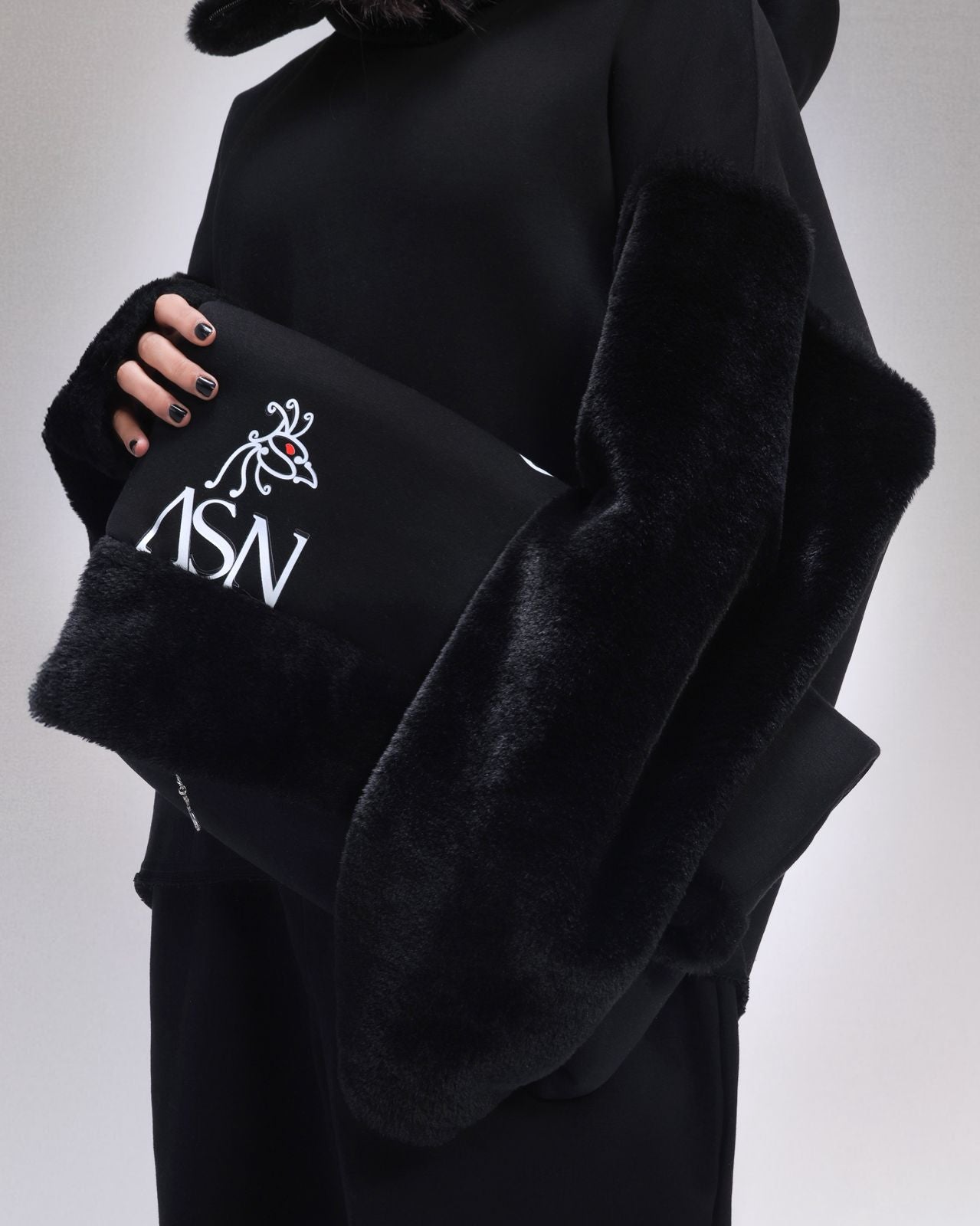 ASN Black Fur Hoodie